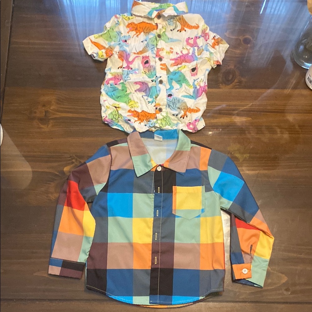 Cat & Jack Blue and Orange Button Down Shirts